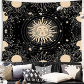 Lofaris Beige And Black Mandala Abstract Pattern Wall Tapestry
